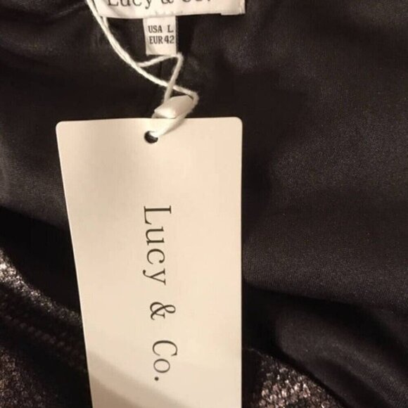 Lucy & Co. Jrs L Coffee Metallic Lined V-Neck Sleeveless Body-Con Mini Dress - Picture 6 of 6